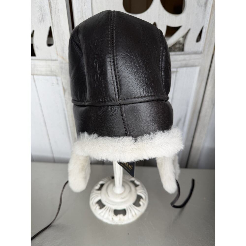 New! Zavelio Shearling Sheepskin Winter Fur Bucket Aviator Trapper Hat Large - Picture 4 of 6